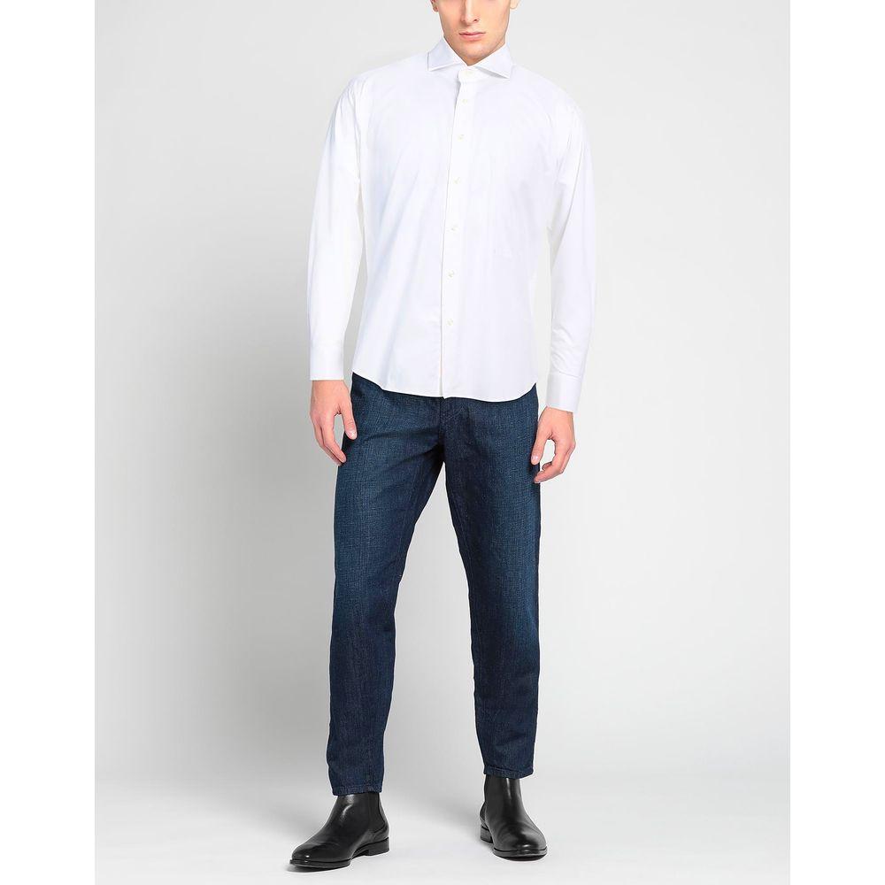 Aquascutum Sophisticated White Cotton Shirt with Embroidered Logo Aquascutum