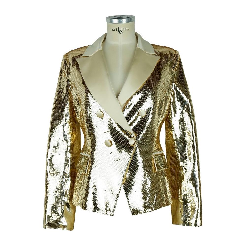 Elisabetta Franchi Chic Sequined Double-Breasted Yellow Jacket Elisabetta Franchi