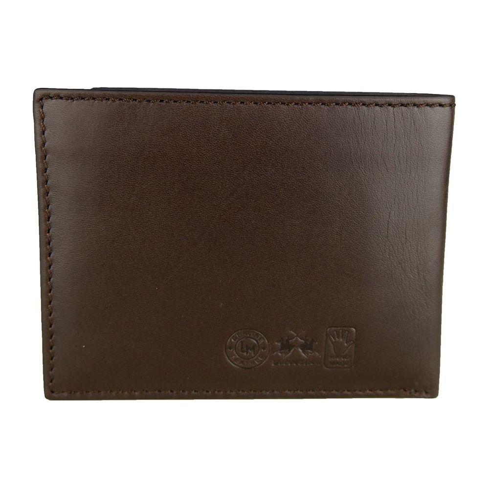 La Martina Brown Leather Men Wallet MAN WALLETS La Martina