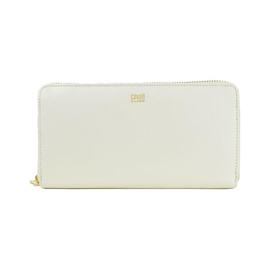 Cavalli Class Elegant White Calfskin Leather Wallet WOMAN WALLETS Cavalli Class