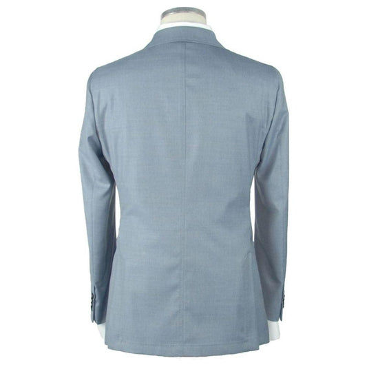 Emilio Romanelli Light Blue Wool Men Blazer Emilio Romanelli