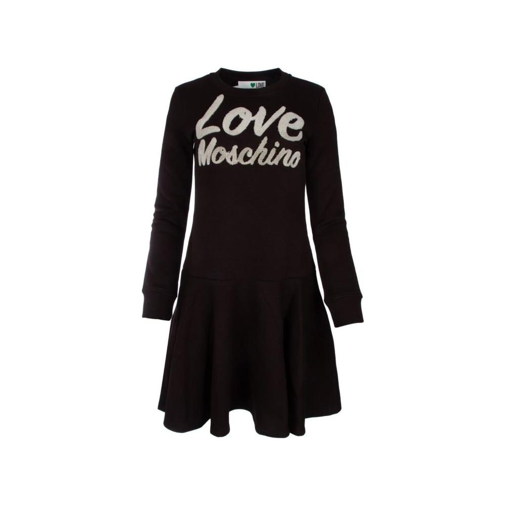 Love Moschino Chic Embossed Logo Cotton Blend Dress Love Moschino