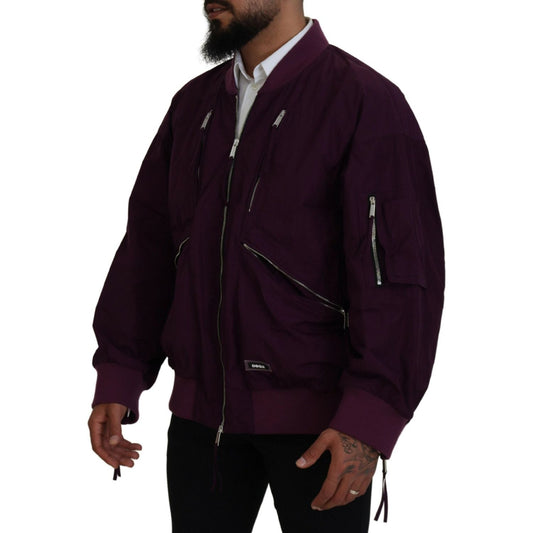 Dsquared² Purple Polyester Full Zipper Bomber Jacket Dsquared²