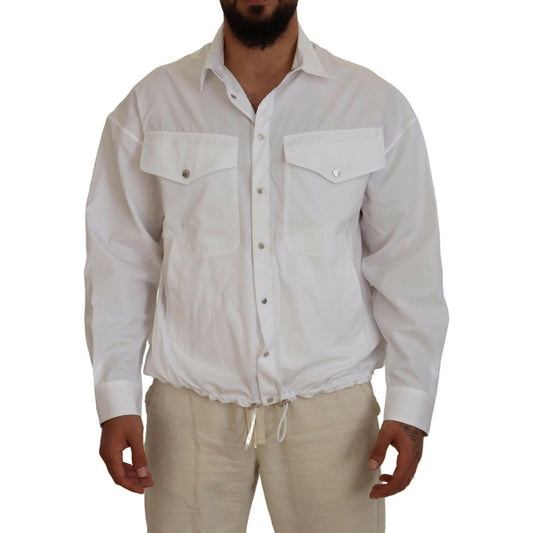 Dsquared² White Cotton Collared Casual Men Long Sleeves Jacket Dsquared²