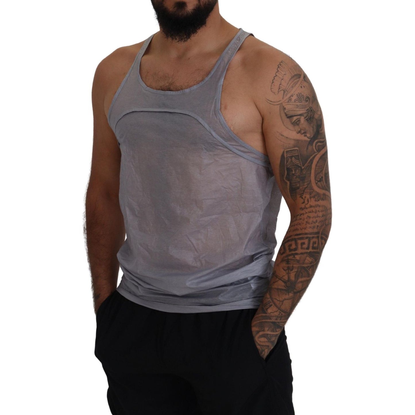 Dsquared² Light Gray Cotton Sleeveless Tank Men Top T-shirt Dsquared²