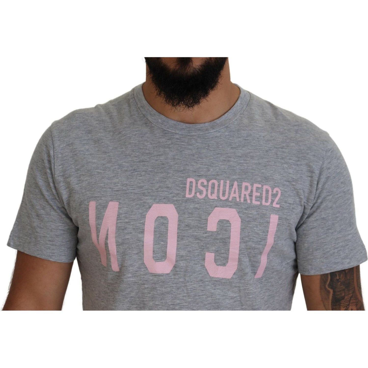 Dsquared² Gray Logo Cotton Short Sleeves Crewneck T-shirt Dsquared²