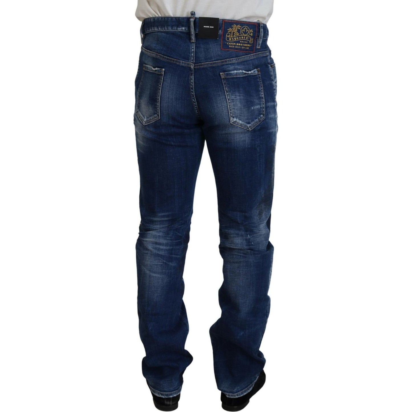 Dsquared² Blue Washed Patchwork Straight Fit Denim Jeans Dsquared²