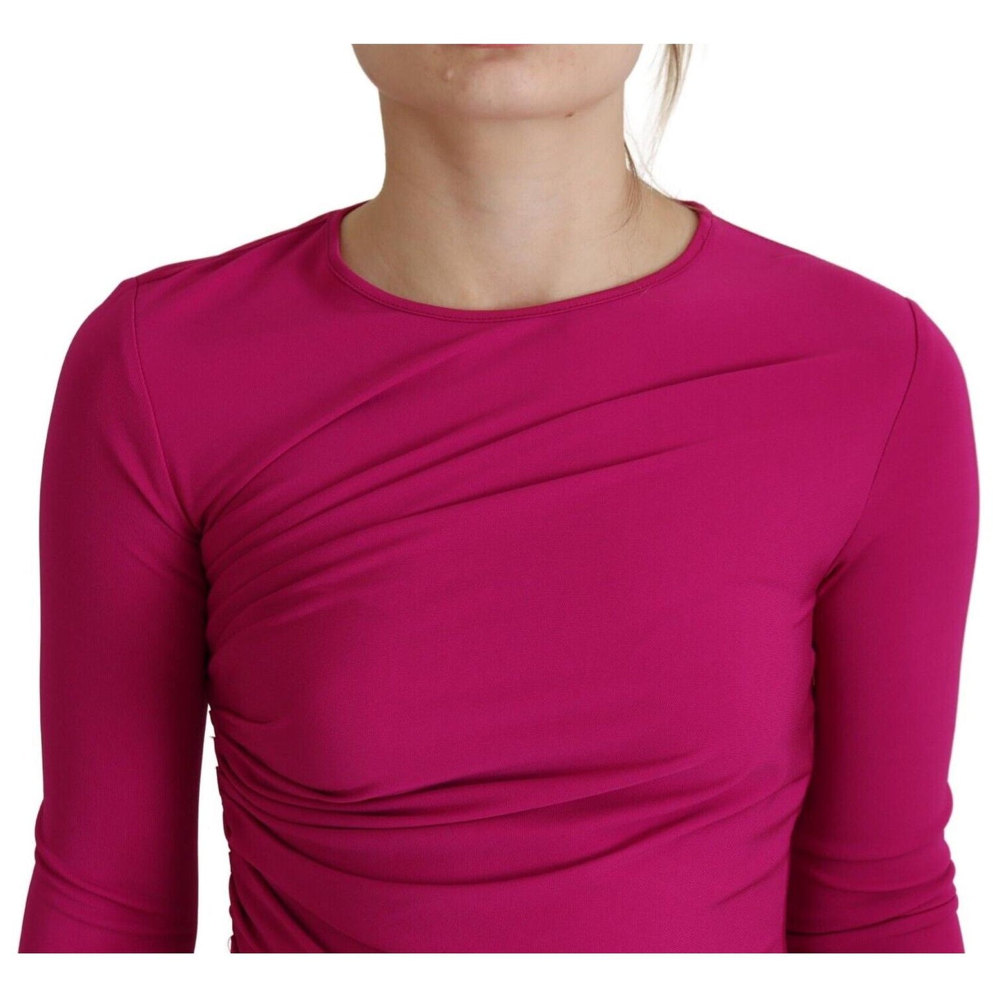 Dsquared² Fuchsia Viscose Long Sleeves Ruched Mini Dress Dsquared²