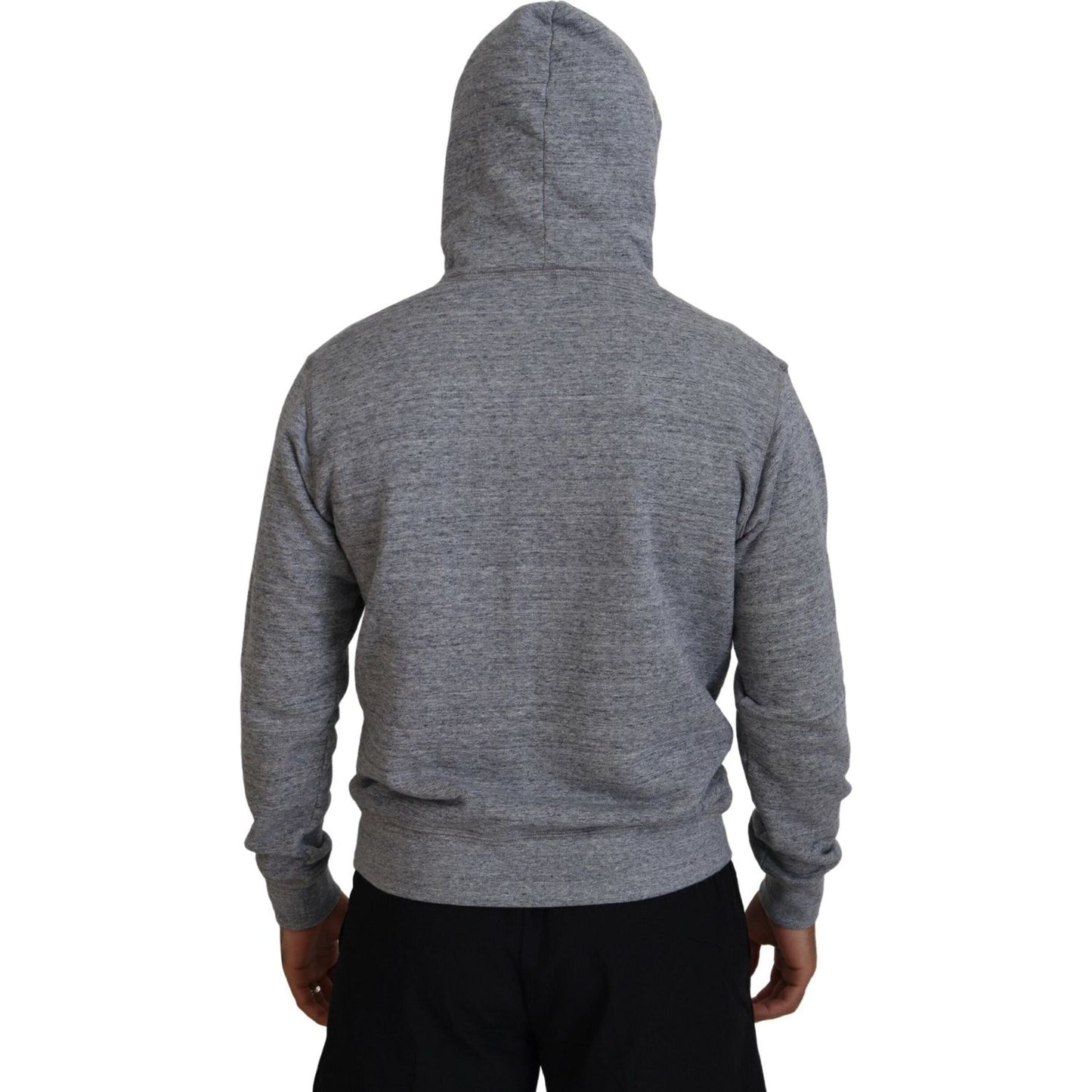 Dsquared² Gray Cotton Hooded Logo Print Men Pullover Sweater Dsquared²