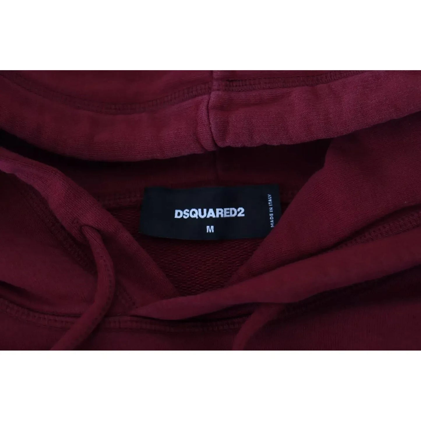 Dsquared² Maroon Cotton Tattered Hooded Printed Pullover Sweater Dsquared²