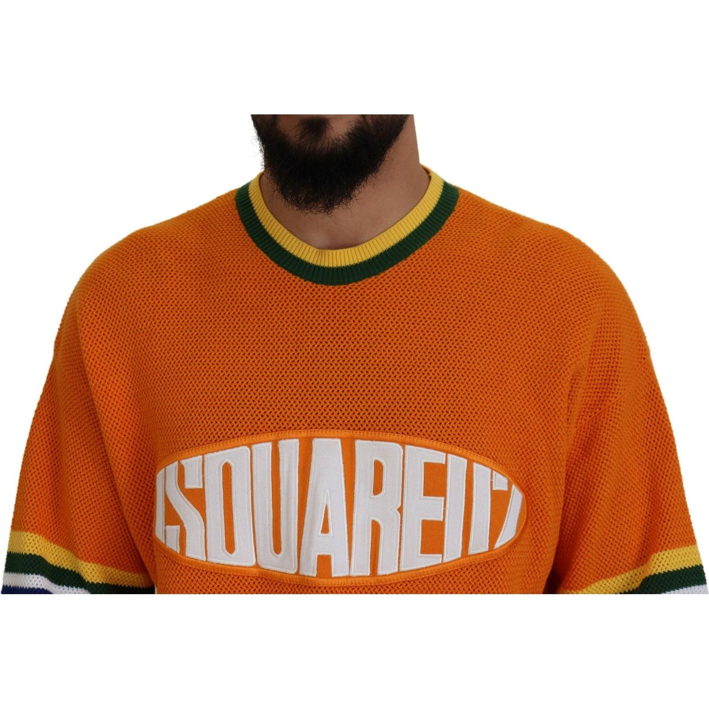 Dsquared² Orange Printed Long Sleeves Men Pullover Sweater Dsquared²