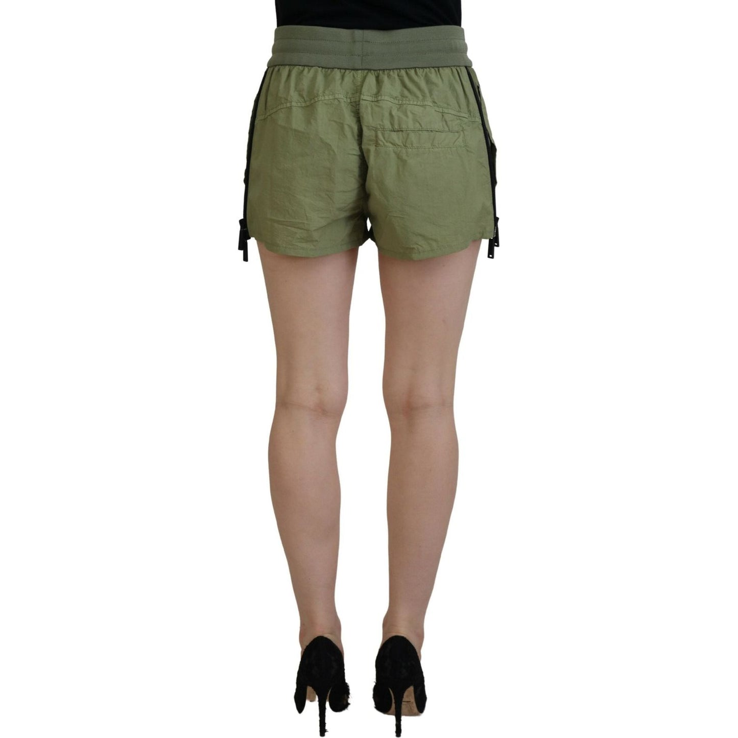 Dsquared² Green Cotton Mid Waist Drawstring Tapered Shorts Dsquared²