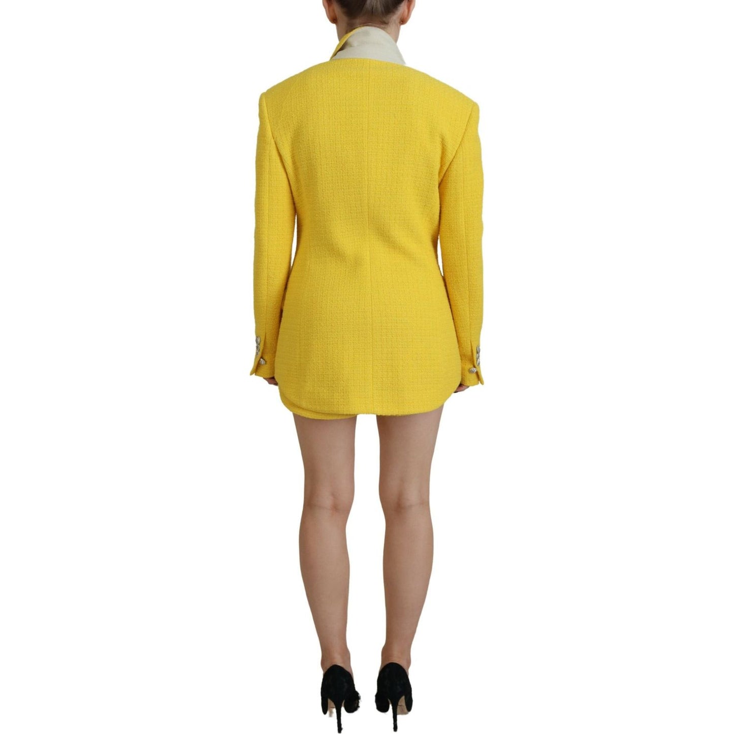 Dsquared² Yellow Peak Double Breasted Suit Blazer Short Set Dsquared²