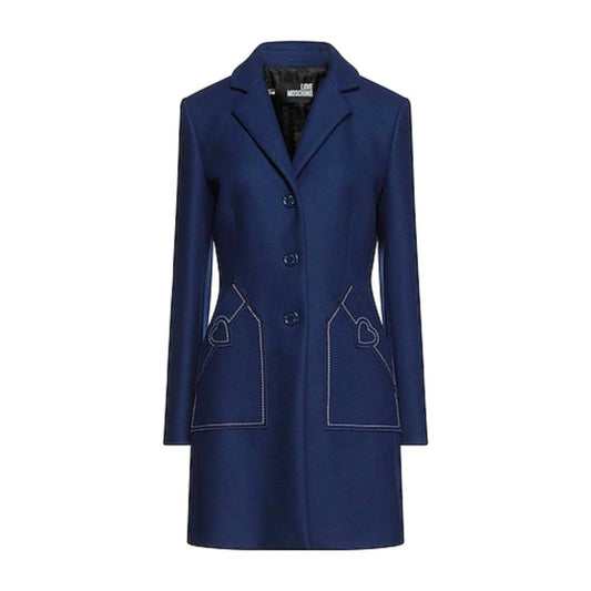 Love Moschino Elegant Embroidered Heart Wool Coat Love Moschino