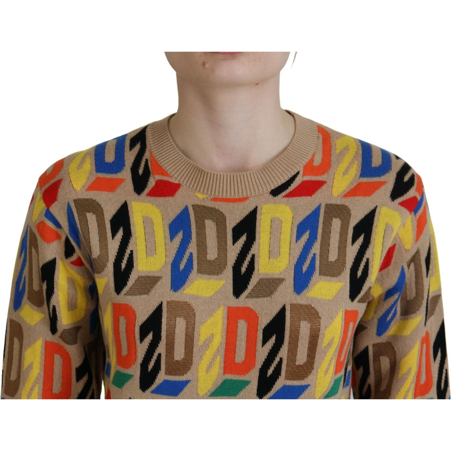 Dsquared² Brown Cotton Long Sleeve Crew Neck Printed Sweater Dsquared²