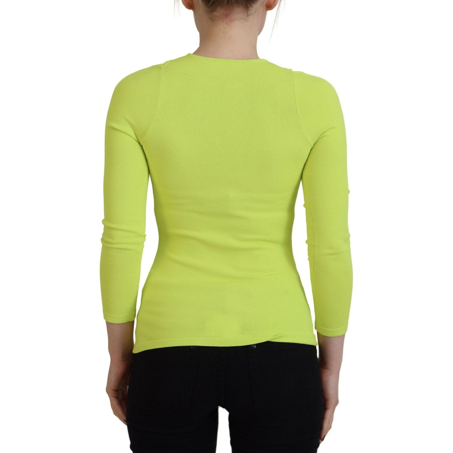 Dsquared² Yellow Green Viscose Open Shoulder Long Sleeves Top Dsquared²