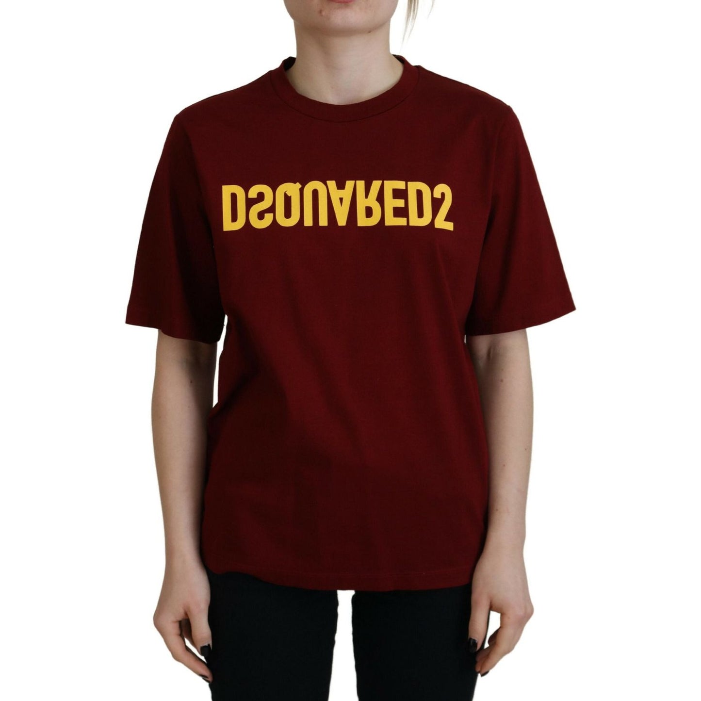 Dsquared² Maroon Logo Cotton Crewneck Short Sleeve Tee T-shirt Dsquared²