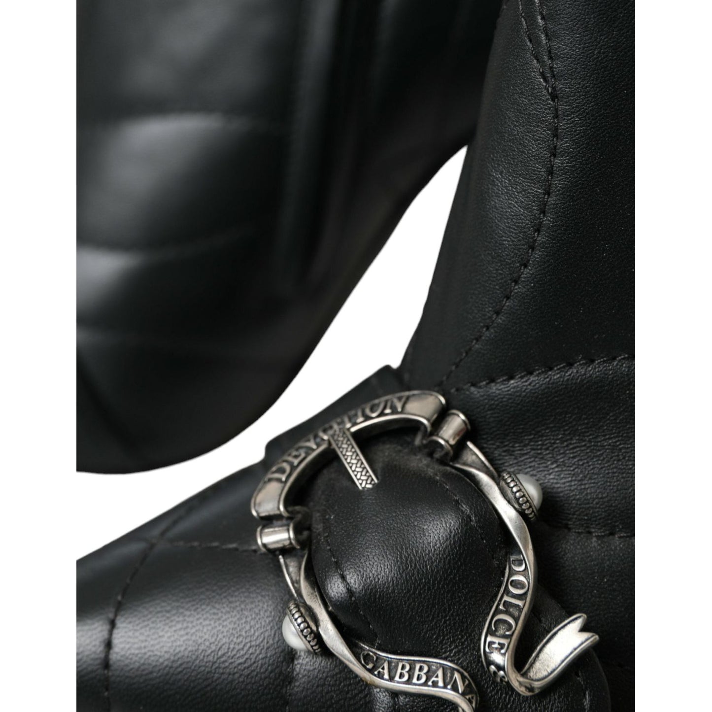 Dolce & Gabbana Black Devotion Quilted Buckled Boots Shoes Dolce & Gabbana