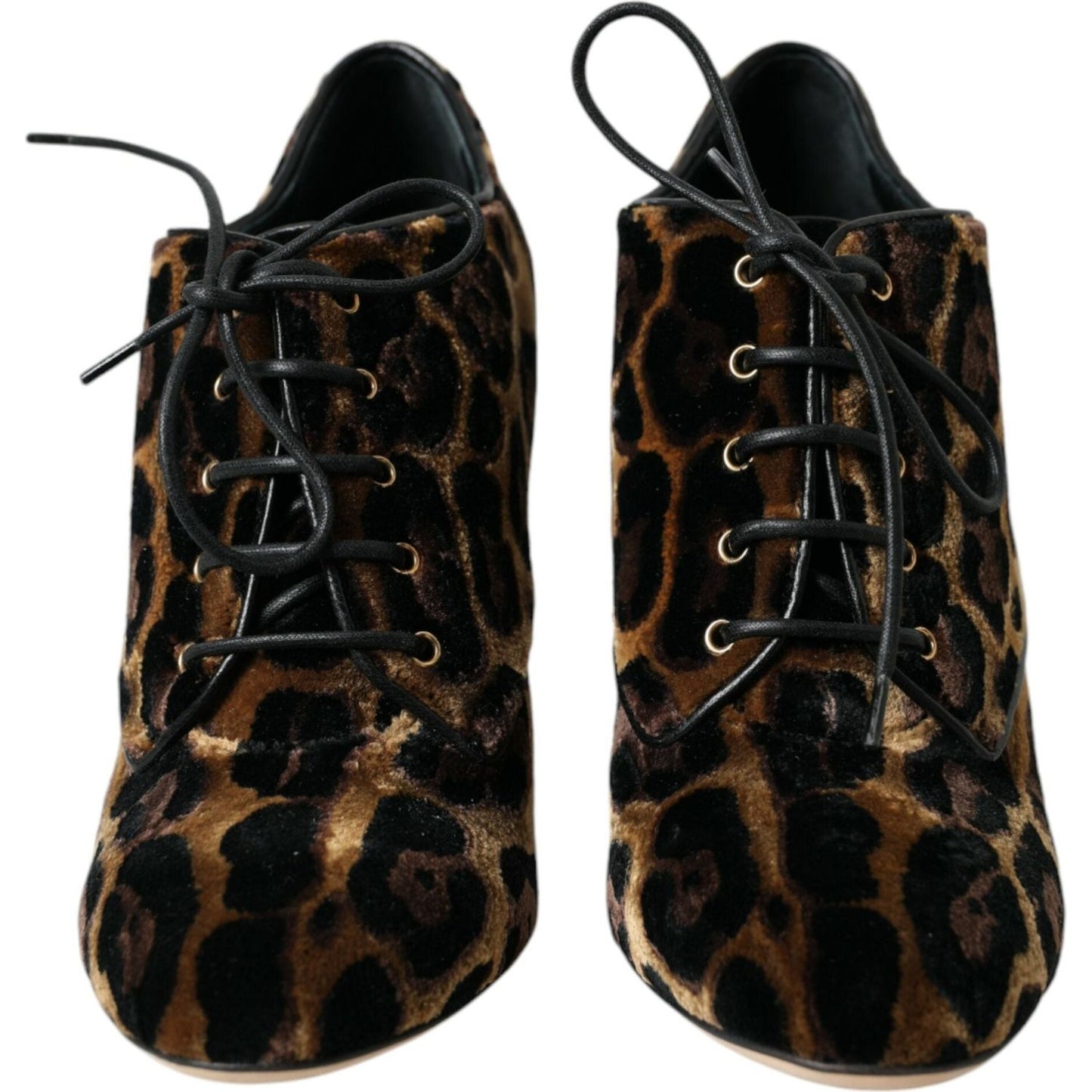 Dolce & Gabbana Brown Leopard Hair Lace Up Booties Shoes Dolce & Gabbana