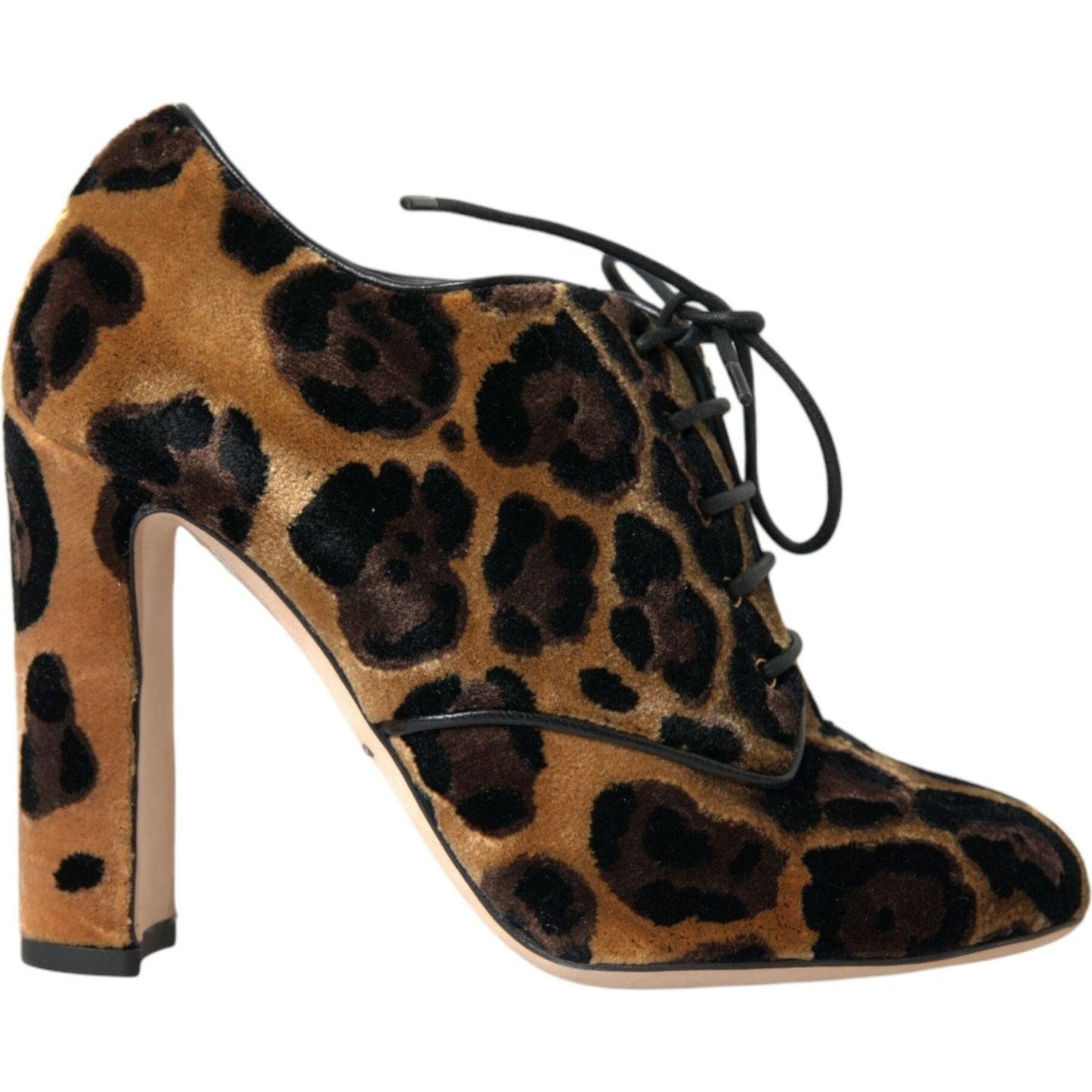 Dolce & Gabbana Brown Leopard Hair Lace Up Booties Shoes Dolce & Gabbana