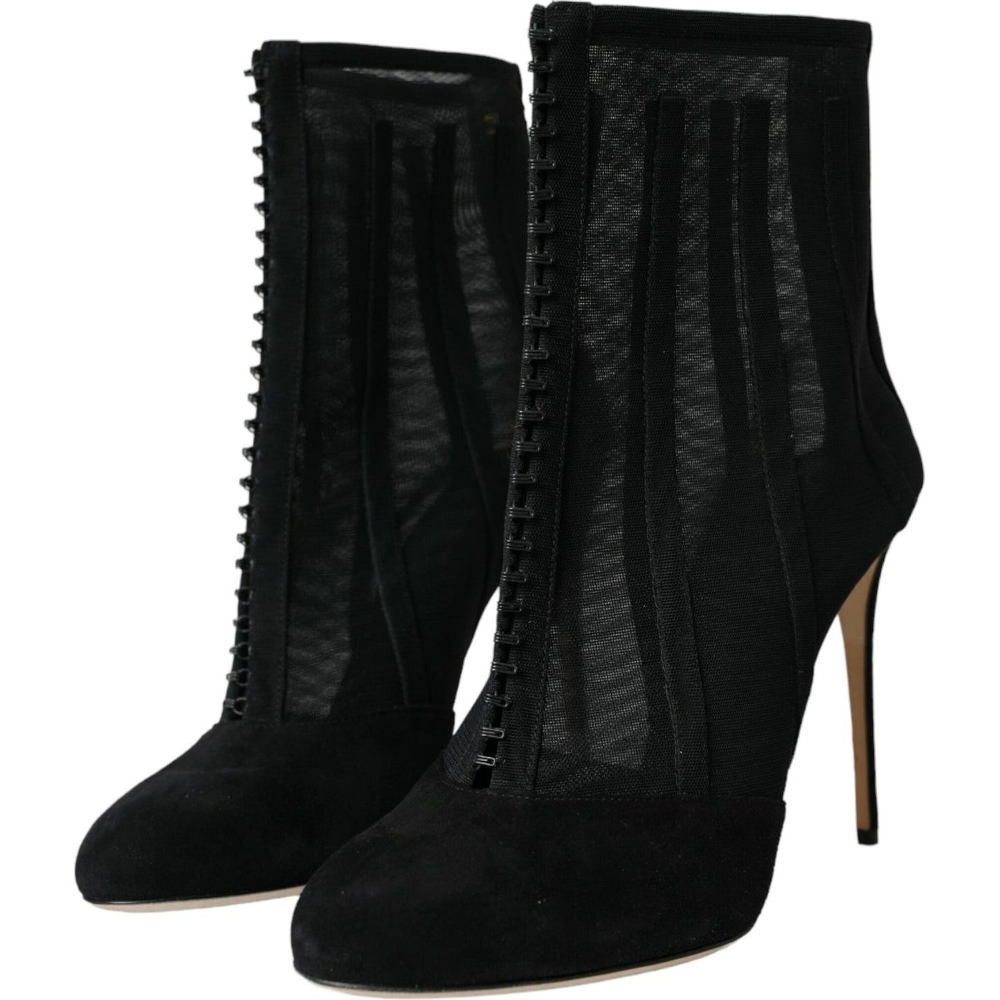 Dolce & Gabbana Black Mesh Stiletto Heels Ankle Boots Shoes Dolce & Gabbana