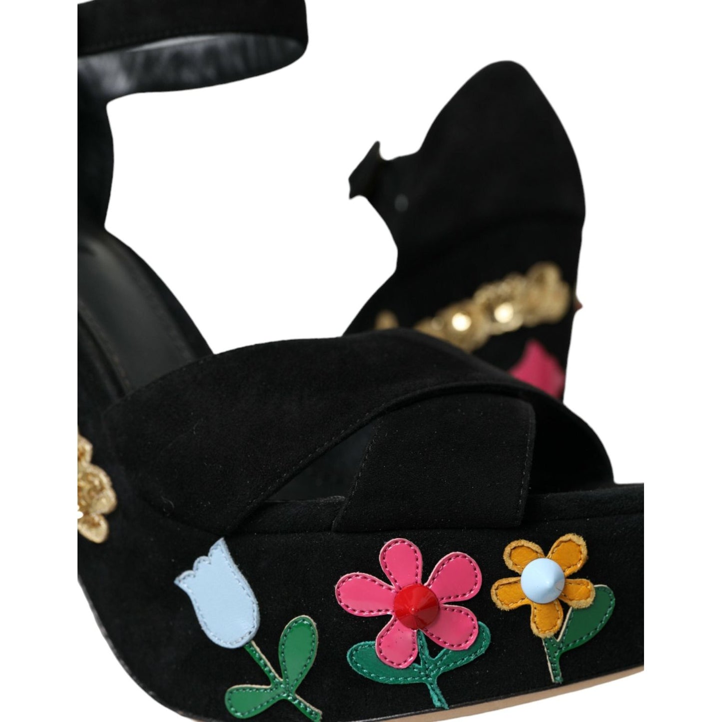 Dolce & Gabbana Black Suede Ankle Strap Heels Sandals Shoes Dolce & Gabbana