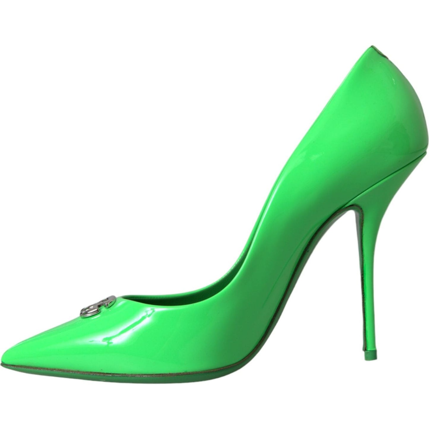 Dolce & Gabbana Neon Green Patent Leather Logo Pumps Shoes Dolce & Gabbana