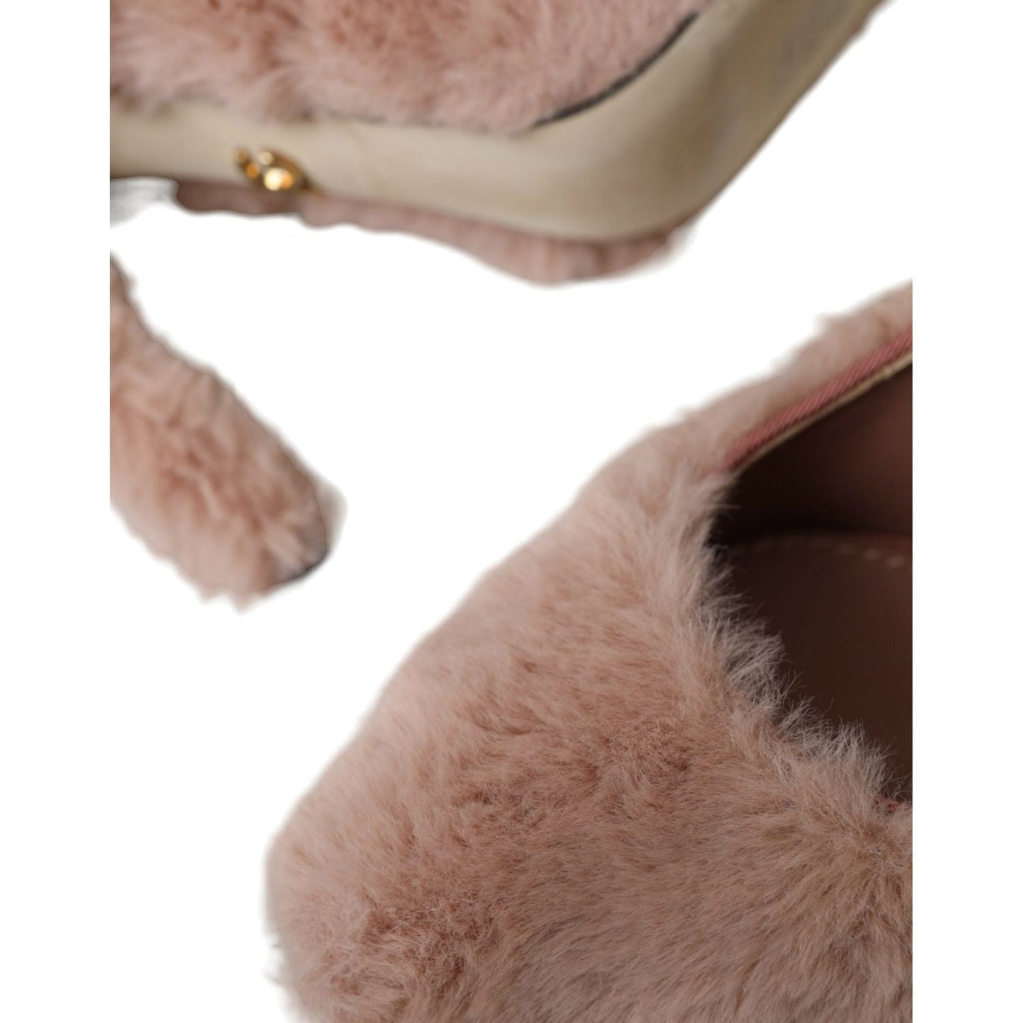 Dolce & Gabbana Light Pink Faux Fur Heels Pumps Shoes Dolce & Gabbana