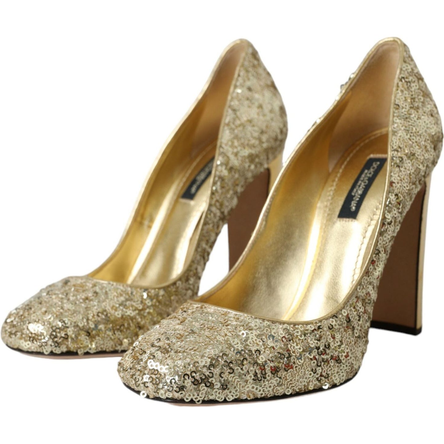 Dolce & Gabbana Gold Sequin Crystal Heels Pumps Shoes Dolce & Gabbana