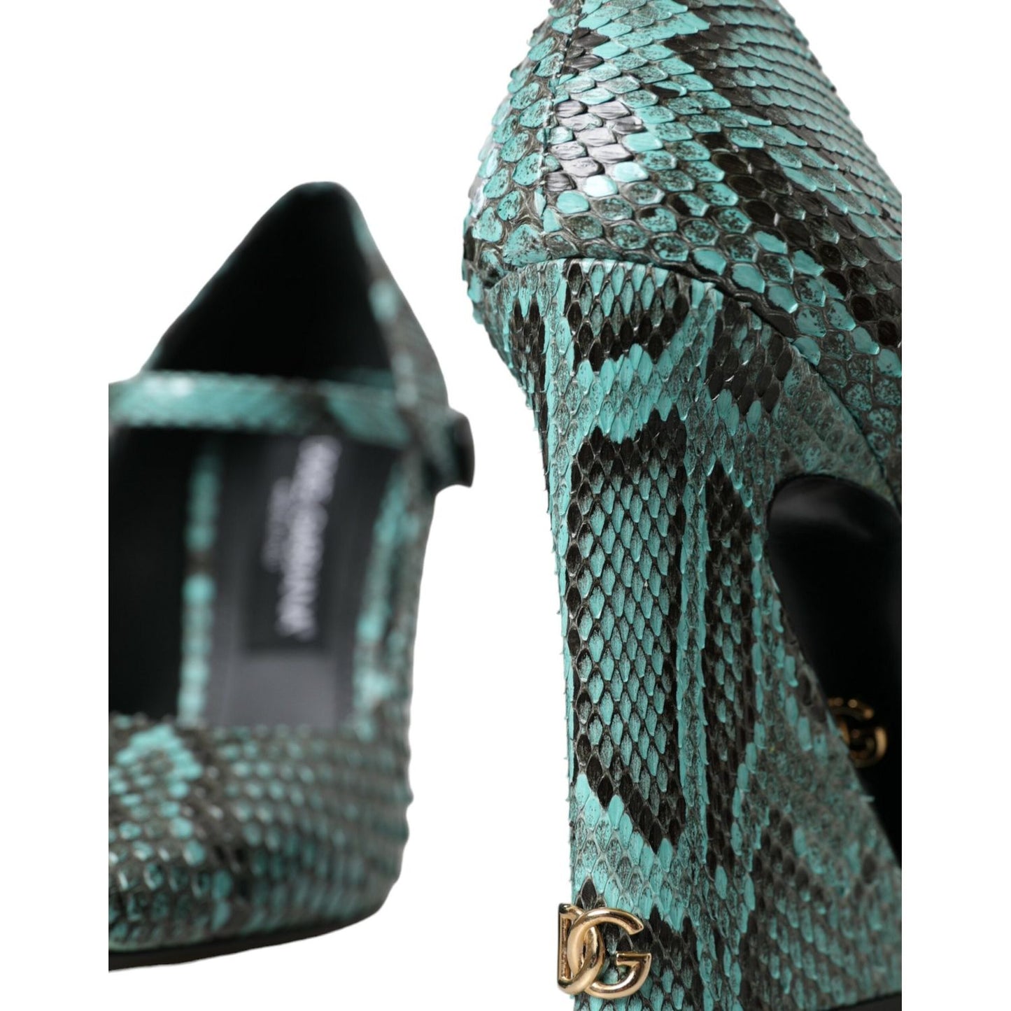 Dolce & Gabbana Aqua Python Leather Mary Jane Pumps Shoes Dolce & Gabbana