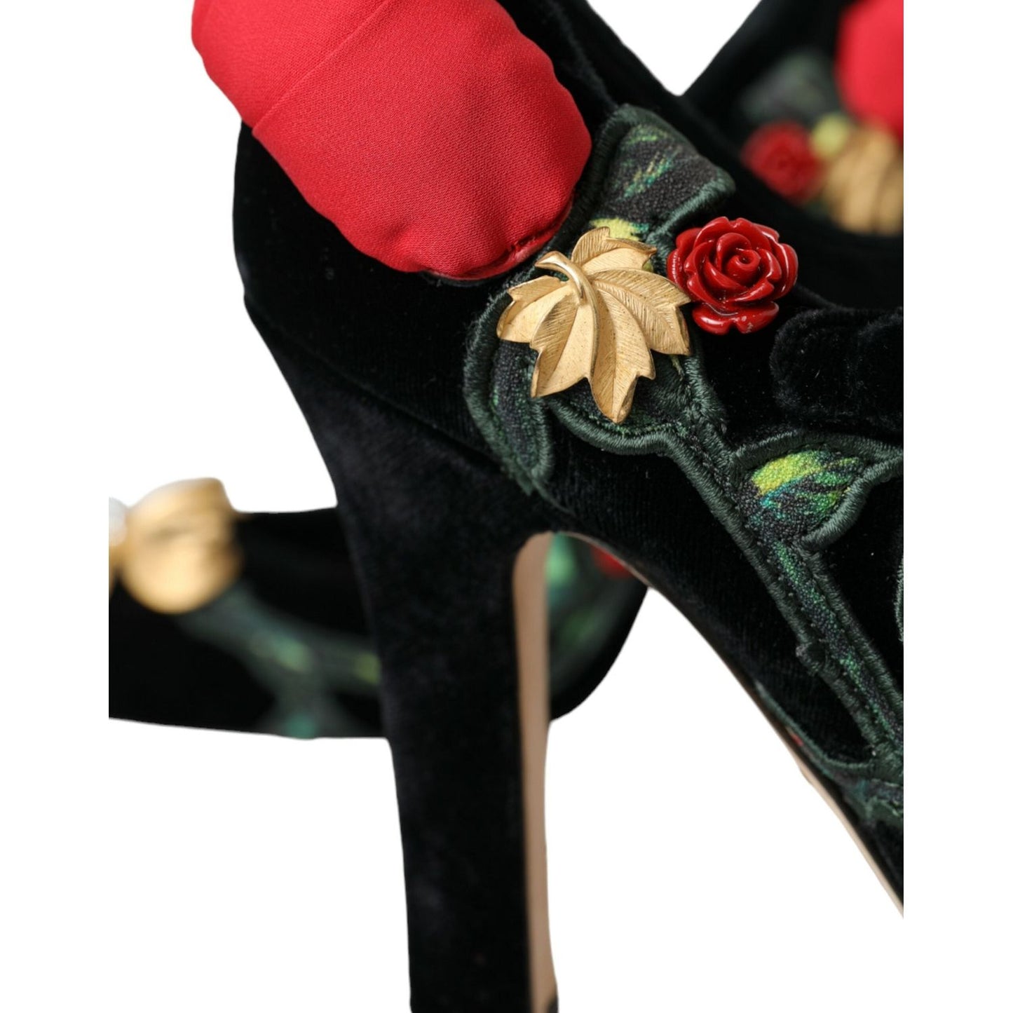 Dolce & Gabbana Black Roses Crystal Brooch Mary Jane Shoes Dolce & Gabbana