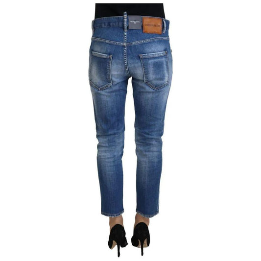 Dsquared² Blue Cotton Low Waist Cropped Cool Girl Denim Jeans Dsquared²