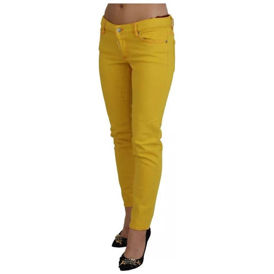 Dsquared² Yellow Cotton Low Waist Cropped Jennifer Denim Jeans Dsquared²