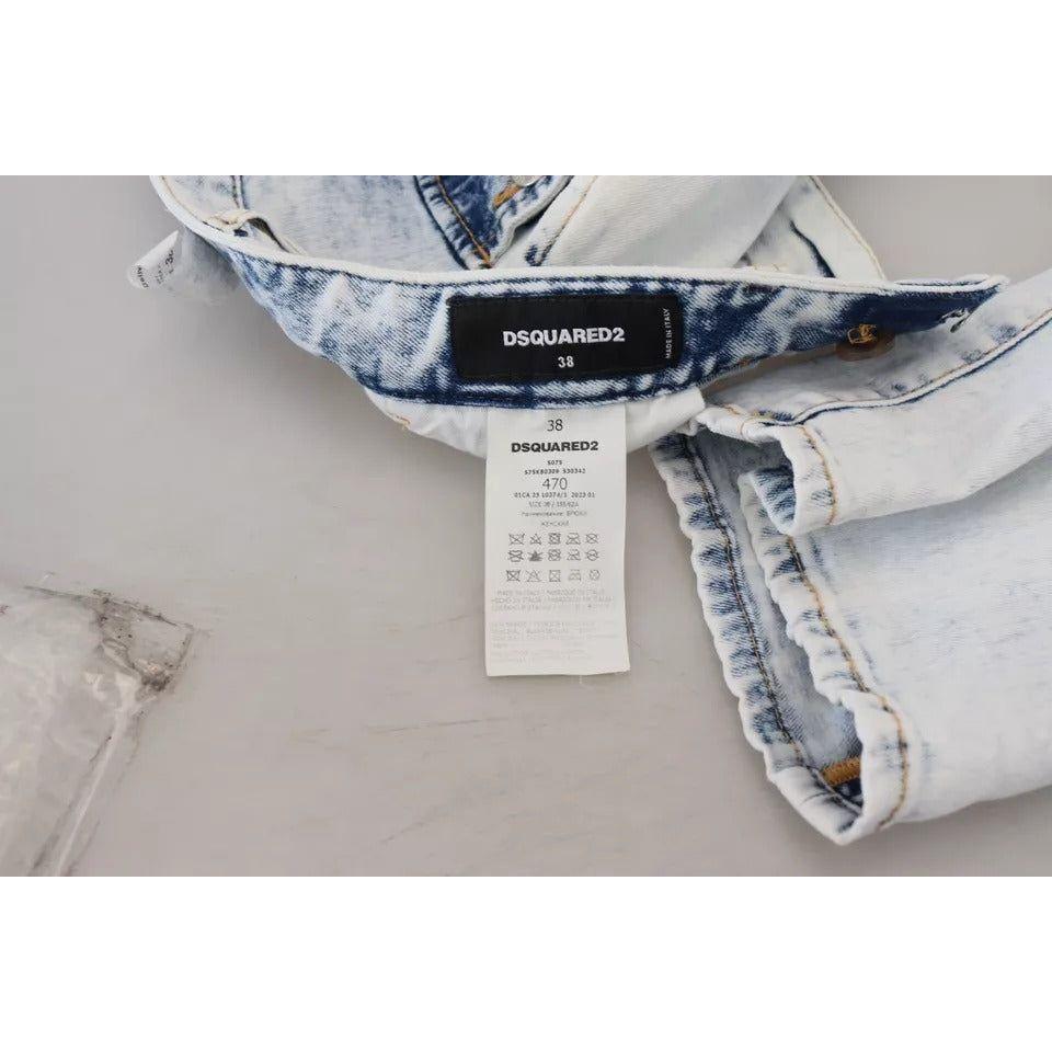 Dsquared² Light Blue Cotton High Waist Straight Denim Jeans Dsquared²