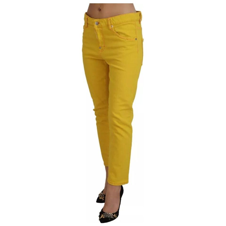 Dsquared² Yellow Cotton Low Waist Crop Denim Cool Girl Jeans Dsquared²