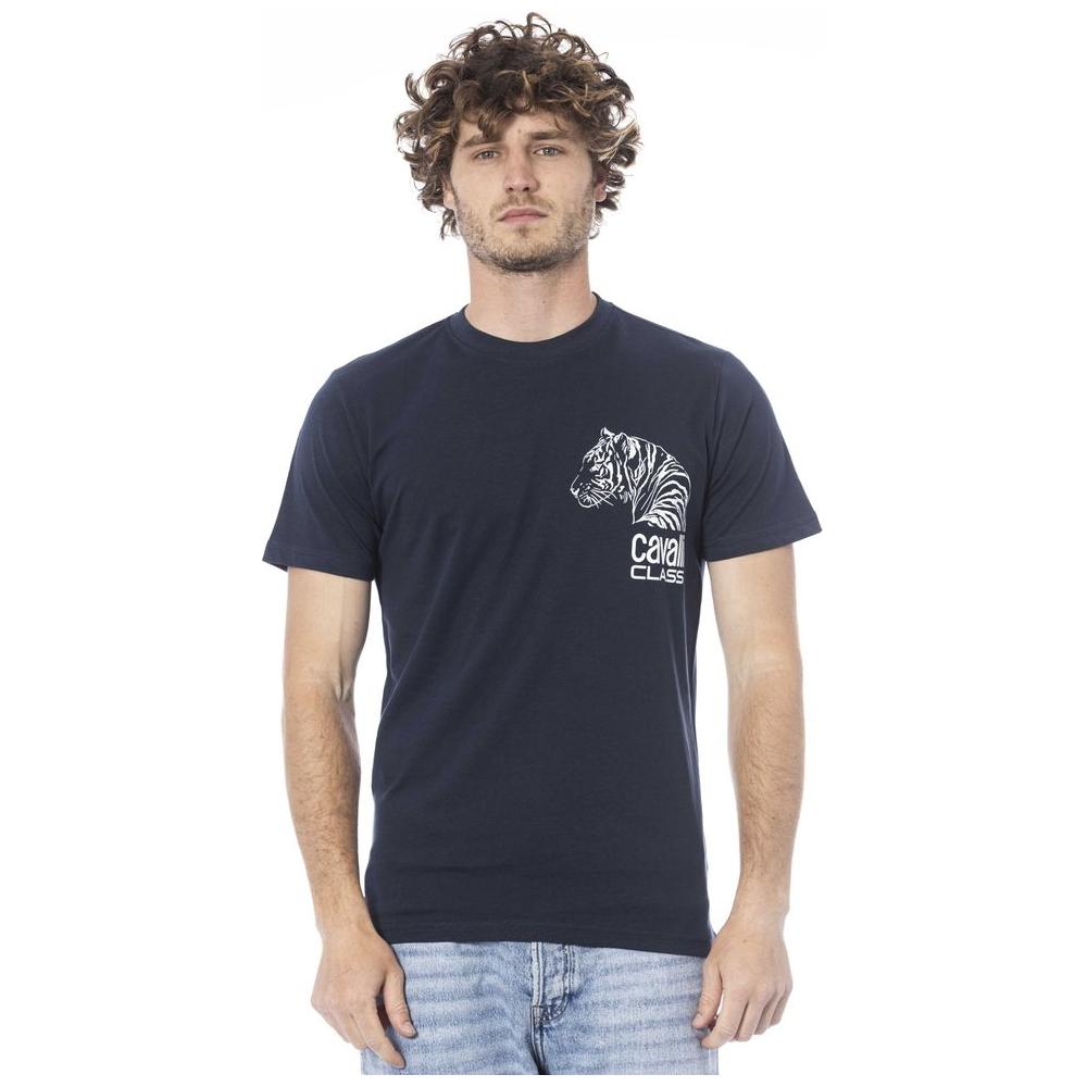 Cavalli Class Blue Cotton Men T-Shirt Cavalli Class