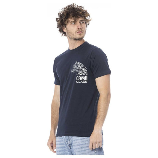 Cavalli Class Blue Cotton Men T-Shirt Cavalli Class