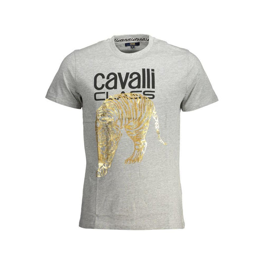 Cavalli Class Gray Cotton T-Shirt Cavalli Class