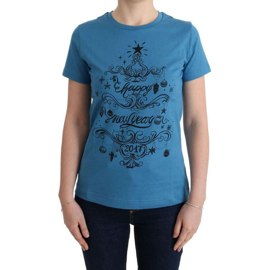 Dolce & Gabbana Chic Blue Cotton Tee with 2017 Print Dolce & Gabbana