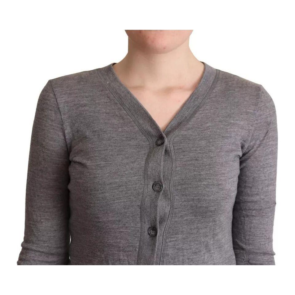 Dolce & Gabbana Gray Wool Button Down Cardigan Sweater Dolce & Gabbana