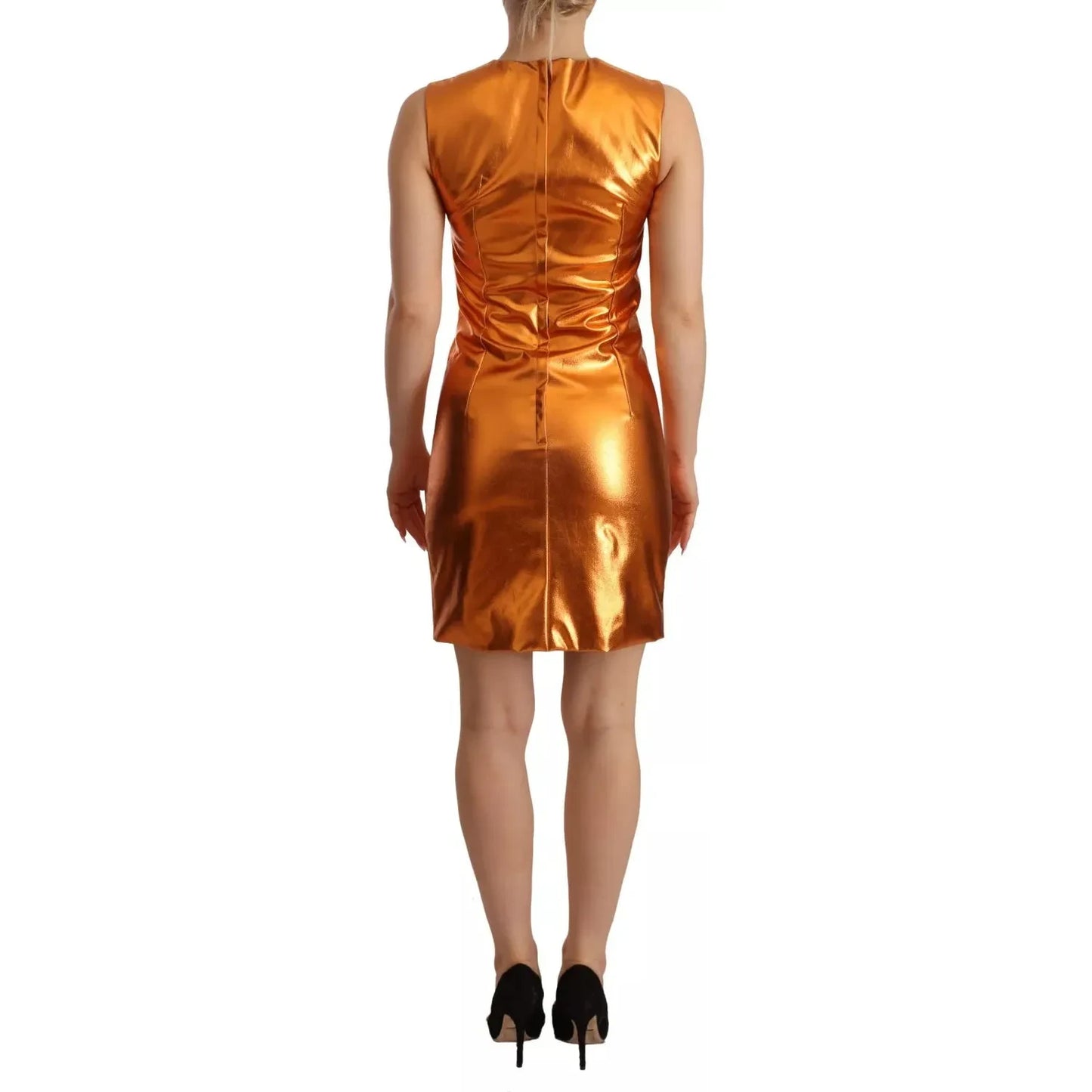 Dolce & Gabbana Metallic Orange Sleeveless Sheath Dress Dolce & Gabbana