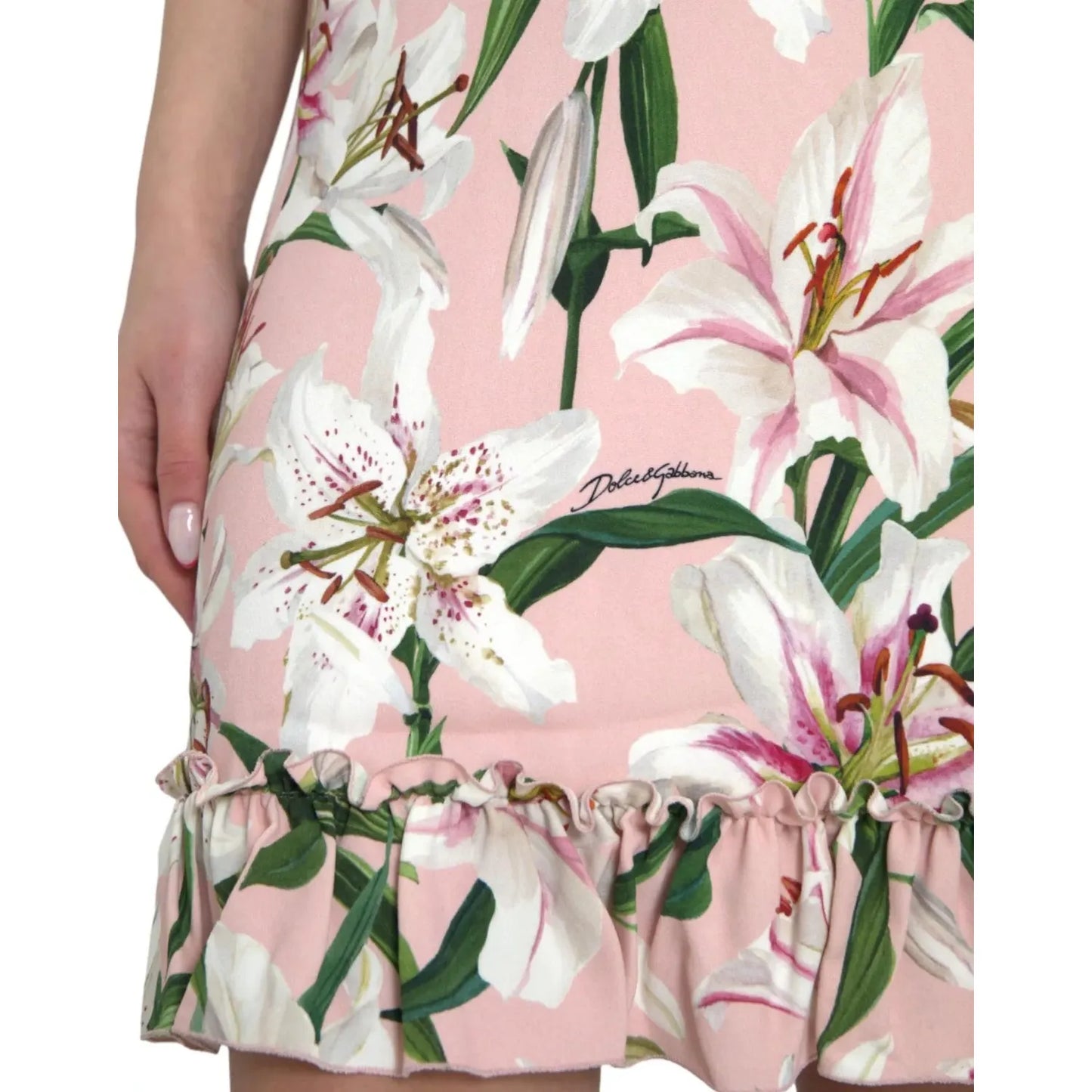 Dolce & Gabbana Pink Lily Viscose A-line Stretch Mini Dress Dolce & Gabbana