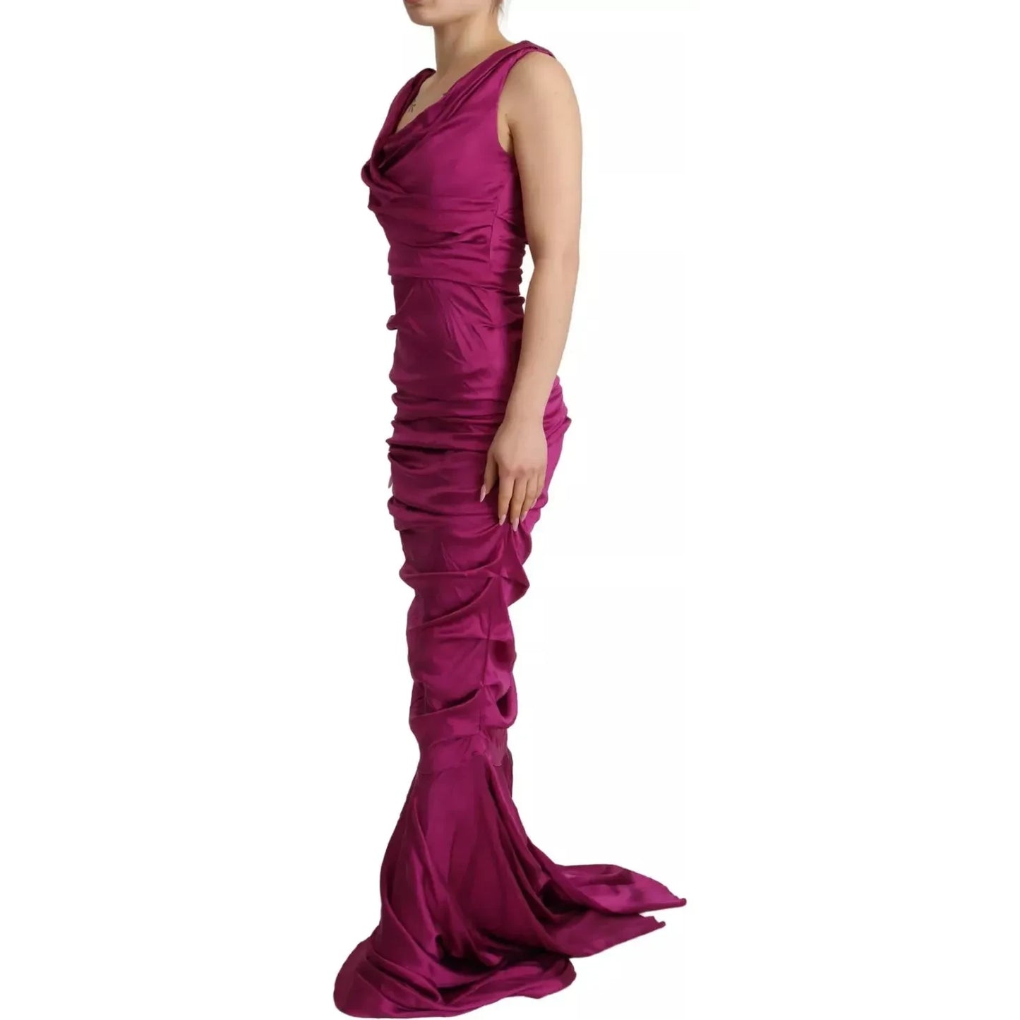 Dolce & Gabbana Sheath Mermaid Fuchsia Silk Stretch Gown Dress Dolce & Gabbana