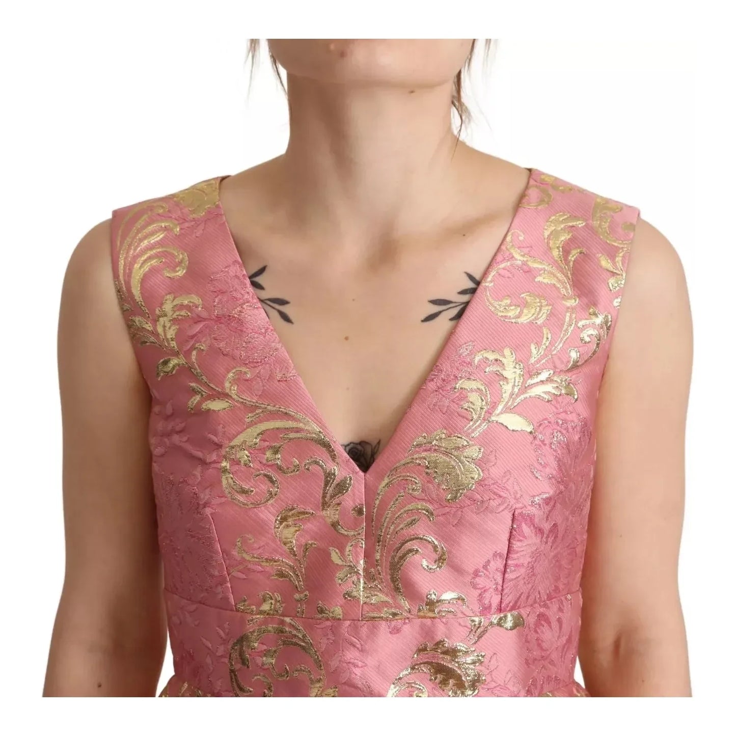 Dolce & Gabbana Sundress Pink Floral Jacquard Sleeveless Mini Dress Dolce & Gabbana