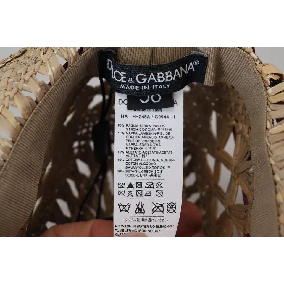 Dolce & Gabbana Brown Ribbon Floral Embellished Straw Hat Dolce & Gabbana