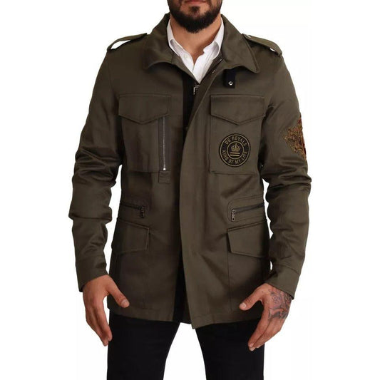 Dolce & Gabbana Green Cotton DG Love Blouson Coat Jacket Dolce & Gabbana