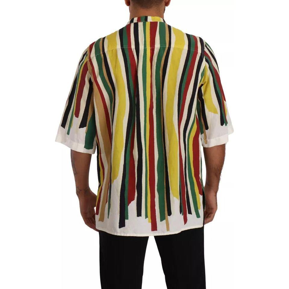 Dolce & Gabbana Multicolor Striped Linen Cotton Shirt Dolce & Gabbana