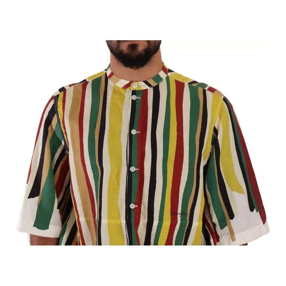 Dolce & Gabbana Multicolor Striped Linen Cotton Shirt Dolce & Gabbana