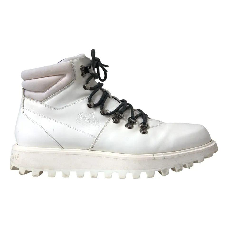 Dolce & Gabbana White Vulcano Trekking Ankle Boots Men Shoes Dolce & Gabbana