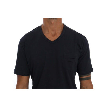 Daniele Alessandrini Blue Cotton V-neck T-Shirt
